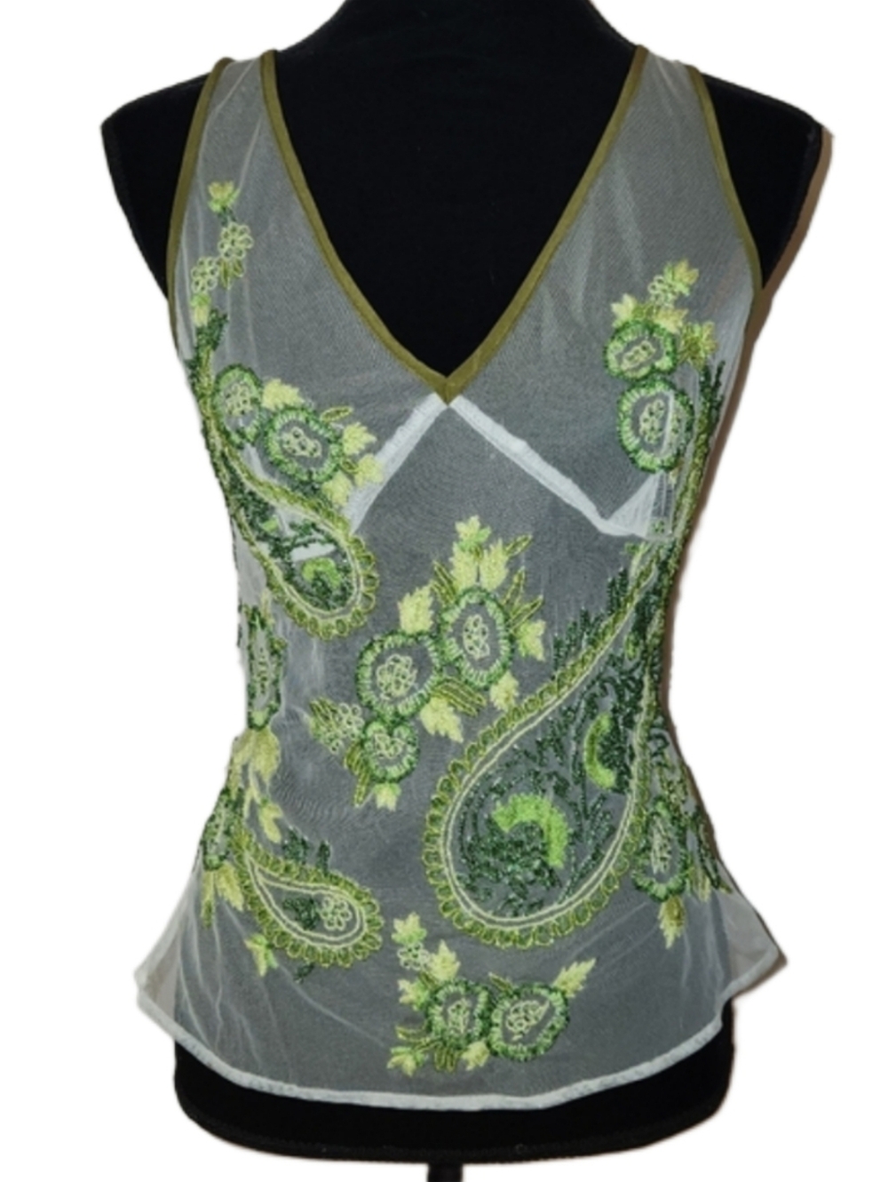 Y2k Floral Beaded Mesh Cami ♡